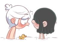 2022 artist:casytay bath blushing character:lincoln_loud character:lucy_loud lucycoln topless wet // 965x700 // 261KB