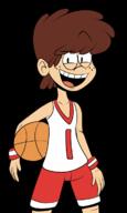 2016 artist:scobionicle99 basketball_ball character:boy_lynn holding_object jersey looking_at_viewer open_mouth smiling solo sports sports_uniform // 720x1200 // 290KB