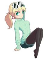 alternate_hairstyle alternate_outfit artist_request character:leni_loud looking_at_viewer looking_to_the_side pantyhose ponytail pose sitting smiling solo source_request sweater // 978x1213 // 323KB
