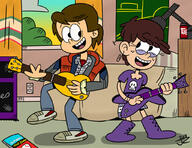 2018 artist:jake-zubrod back_to_the_future character:luna_loud character:marty_mcfly crossover guitar smiling // 1024x791 // 184KB