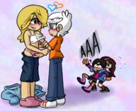 artist:puppyface biting_lip blushing breast_grab character:lincoln_loud character:nikki character:ronnie_anne_santiago character:sid_chang crotch_touch hand_under_clothes nikkicoln panties sweat underwear // 700x574 // 602KB