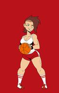 2018 aged_up alternate_hairstyle artist:chillguydraws au:thicc_verse basketball character:lynn_loud gym_shorts holding_object looking_at_viewer muscular_female smiling solo // 2100x3300 // 496KB