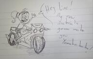 2016 artist_request character:luan_loud dialogue motorcycle sketch solo text // 550x351 // 56KB