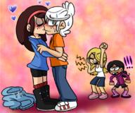 ! 2021 alternate_outfit artist:puppyface blushing character:lincoln_loud character:nikki character:ronnie_anne_santiago character:sid_chang heart kissing sidcoln sweat // 840x699 // 830KB