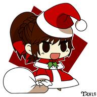 2020 artist:taki8hiro character:lynn_loud christmas fate holiday meme padoru parody redraw santa_hat santa_outfit solo // 2000x2000 // 192KB