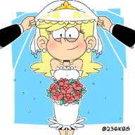 2021 artist:236kbs blushing character:leni_loud dress flower holding_object looking_at_viewer pov wedding_dress // 1024x1024 // 310KB