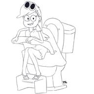 2018 artist:pyg character:leni_loud looking_at_viewer redraw sitting smiling solo toilet // 1000x1000 // 216KB