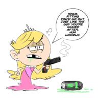 character:lola_loud dialogue drunk gun holding_object monster_energy solo // 2048x2048 // 1.4MB