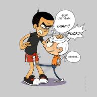 2021 andercoln artist:harzu ballbusting character:anderson character:lincoln_loud dialogue text // 1440x1440 // 422KB