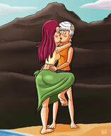 2021 aged_up agnescoln alternate_hairstyle arms_around_shoulders artist:julex93 ass barefoot beach blushing character:agnes_johnson character:lincoln_loud commission eyes_closed fanfiction:last_summer feet french_kissing hair_down hand_on_head hands_on_hips kissing raised_leg rock shadow water // 1800x2200 // 2.6MB