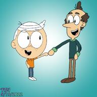 2022 artist:yellowtail24 character:lincoln_loud character:lynn_loud_sr father's_day fist_bump looking_at_another open_mouth smiling // 720x720 // 52KB