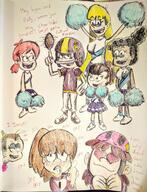 2017 artist:pikapika212 background_character character:cheerleader_qts character:lincoln_loud character:luan_loud character:lynn_loud character:polly_pain cheerleader cheerleader_outfit dialogue group text // 1024x1334 // 394KB