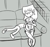 2016 artist:hake character:lincoln_loud character:lori_loud couch living_room loricoln size_difference sleeping smiling // 978x910 // 258KB