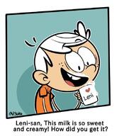 2020 artist:236kbs beverage character:lincoln_loud dialogue holding_beverage milk solo text // 731x849 // 78KB