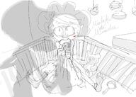 2016 artist:idlecil black_and_white character:lincoln_loud character:lori_loud diaper doll fanfiction:widdle_wincoln offscreen_character pacifier sketch text // 1653x1181 // 629KB