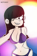 artist:sketchboy beach big_breasts bikini character:maggie solo swimsuit tagme // 808x1200 // 407KB