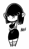 2017 aged_up artist:atomickingboo black_and_white character:lucy_loud halloween holiday inktober solo // 796x1333 // 65KB