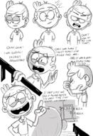 2016 angry artist:jumpjump character:lincoln_loud comic comic:the_loud_comic dialogue eyes_closed half-closed_eyes looking_at_viewer looking_to_the_side open_mouth rear_view sketch smiling solo sweat text // 1300x1900 // 1.3MB