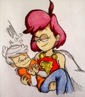 artist:mculico beckycoln bridal_carry carrying character:becky character:lincoln_loud cosplay looking_at_another shazam smiling tagme // 631x720 // 75KB