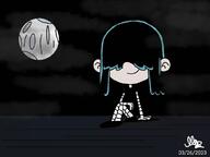 2023 arm_support Artist:the_loudest_artist character:lucy_loud cloud full_moon moon night rooftop smiling solo // 1024x768 // 46KB