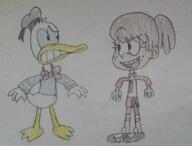 artist:christi7186463 character:donald_duck character:lynn_loud crossover disney style_parody // 738x561 // 105KB