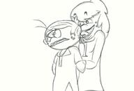 2017 artist:tmntfan85 character:lincoln_loud character:lynn_loud drool holding_arms licking lynncoln open_mouth saliva sketch smiling tongue_out // 869x587 // 163KB