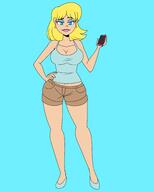 artist:chillguydraws au:thicc_verse big_breasts character:lori_loud hand_on_hip holding_object looking_at_viewer phone smiling solo // 2400x3000 // 458KB