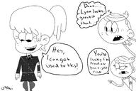 2016 artist_request black_and_white character:lincoln_loud character:lola_loud character:lynn_loud dialogue natsoc text // 2657x1772 // 757KB