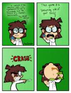 2023 angry_video_game_nerd artist:pendeader character:lisa_loud comic dialogue drinking lab_coat parody solo // 915x1201 // 798KB