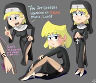 artist:extricorez character:lori_loud character:luna_loud dialogue nun sitting source_request // 1400x1200 // 162KB