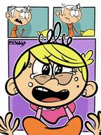 artist:236kbs character:lincoln_loud character:lola_loud comic crying looking_at_viewer looking_up pov // 1536x2048 // 359KB