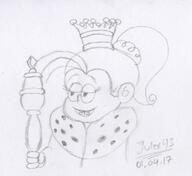 2017 artist:julex93 character:luan_loud crown half-closed_eyes holding_object looking_to_the_side looney_tunes meme parody redraw sketch smiling solo // 395x363 // 42KB