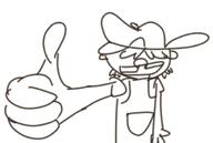 2016 artist:dawnfiend character:lana_loud hair_over_eyes hand_gesture open_mouth sketch smiling solo thumbs_up // 694x467 // 39KB
