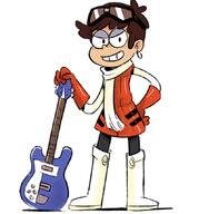 2016 artist:aipiepo character:luna_loud flcl goggles guitar holding_object looking_at_viewer parody scarf smiling solo // 800x860 // 257KB