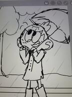 artist_request boots character:lincoln_loud raincoat sketch umbrella // 1536x2048 // 246KB