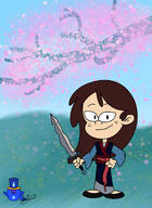 2020 alternate_outfit artist:aquatix13 character:sid_chang cherry_blossom cosplay holding_object holding_weapon looking_at_viewer mulan parody smiling solo sword // 1280x1760 // 331KB