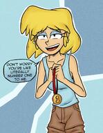 artist:greenskull34 character:lori_loud dialogue holding_object looking_at_viewer medal smiling solo talking_to_viewer // 1200x1547 // 235KB