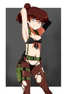 2018 armpit artist:jcm2 character:lynn_loud cosplay hands_behind_head looking_at_viewer metal_gear quiet raised_arms solo // 1240x1754 // 905KB