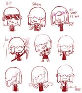 2016 artist:donchibi biting_lip blushing character:lucy_loud dialogue fist hand_gesture holding_object meme parody seatbelt sketch skull smiling solo sunglasses text // 1199x1364 // 780KB