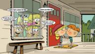 2023 aged_up artist:alejindio character:lana_loud character:leni_loud character:liam_hunnicutt character:lincoln_loud character:lola_loud character:lori_loud commissioner:theamazingpeanuts dialogue group kiss kissing luliam text // 4552x2592 // 6.6MB