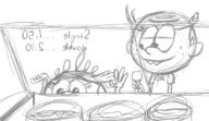 2016 artist:duskull character:lincoln_loud character:lola_loud holding_food ice_cream looking_at_another pointing sketch smiling text // 1144x663 // 360KB
