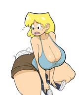 2022 artist:thejomble ass bare_breasts big_ass big_breasts character:lincoln_loud character:lori_loud loricoln open_mouth shorts size_difference tagme thick_thighs // 1817x2048 // 181KB