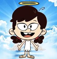 angel character:adelaide_chang cloud halo looking_at_viewer smiling solo // 911x947 // 64KB