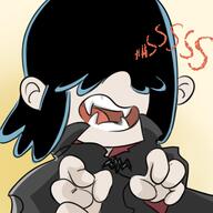 2016 artist:themanwithnobats cape character:lucy_loud fangs solo vampire // 500x500 // 126KB