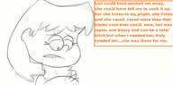 2017 artist:tmntfan85 character:lincoln_loud character:lori_loud comic comic:whats_love_anyway? half-closed_eyes looking_down sad sketch text // 1223x604 // 167KB