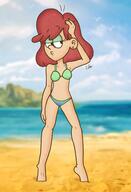artist:ponysalvadoreno beach bikini character:becky half-closed_eyes looking_to_the_side solo swimsuit // 1512x2212 // 224KB