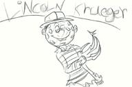2017 alternate_outfit artist:tmntfan85 character:lincoln_loud claws costume freddy_krueger half-closed_eyes hat looking_at_viewer parody raised_eyebrow sketch smiling solo text // 878x580 // 213KB