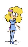 2017 alternate_hairstyle alternate_outfit artist:masterhation bow bracelet character:lincoln_loud coloring crossdressing dress looking_at_viewer necklace purse smiling solo wig // 1167x1920 // 319KB