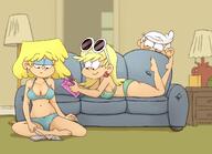 artist:masterohyeah character:leni_loud character:lincoln_loud character:lori_loud couch face_down lenicoln living_room loricoln size_difference tagme // 4000x2903 // 637KB