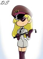 2016 artist:delta_shadow character:lori_loud military military_uniform one_piece riding_crop solo sunglasses // 1100x1500 // 445KB
